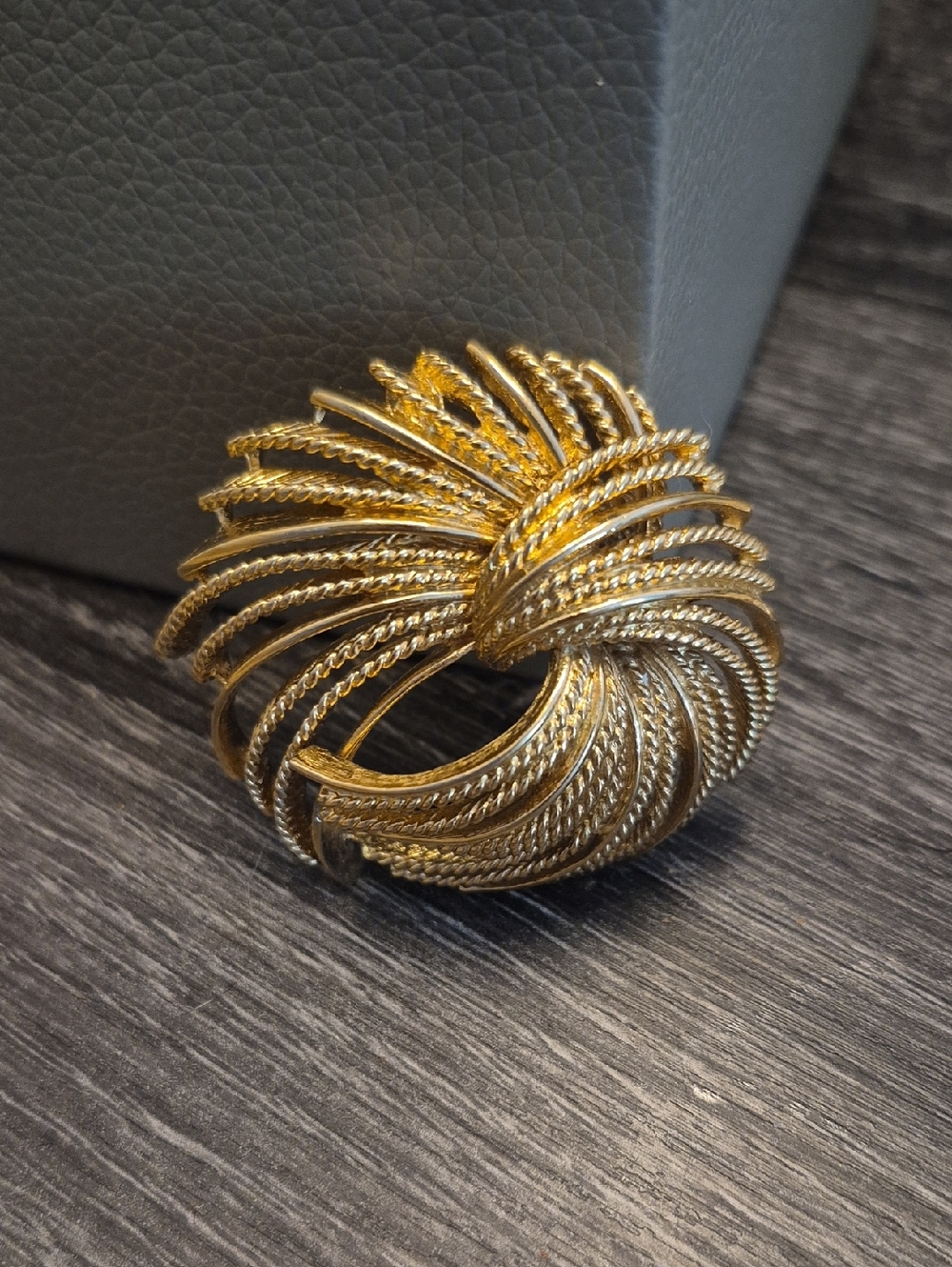 Monet Gold-Tone Twisted Rope Swirl Brooch